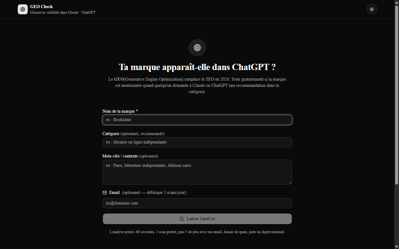 Capture d'écran de GeoCheck